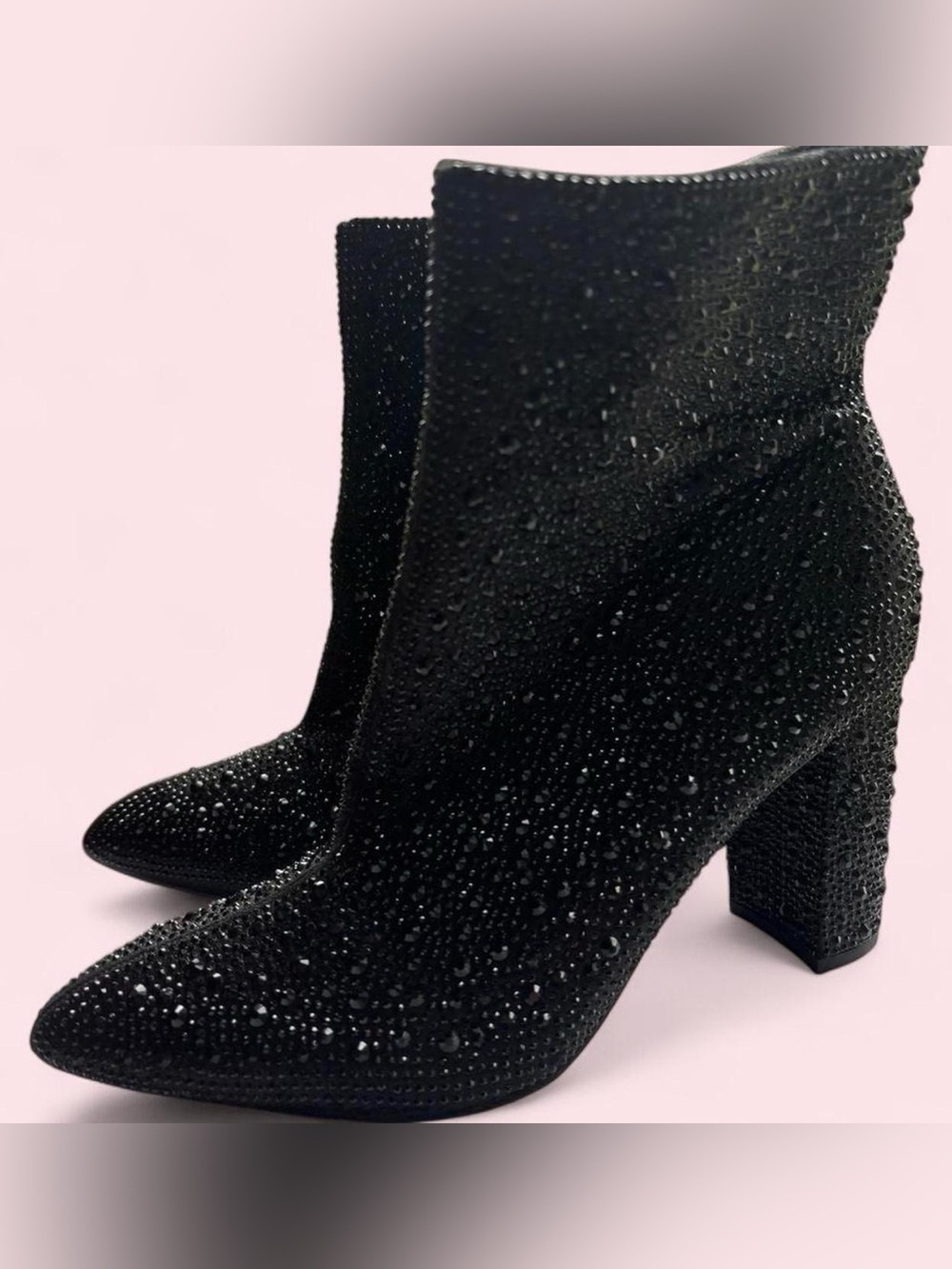 Black Crystal Embellished Women's Ankle Boots - Windsor